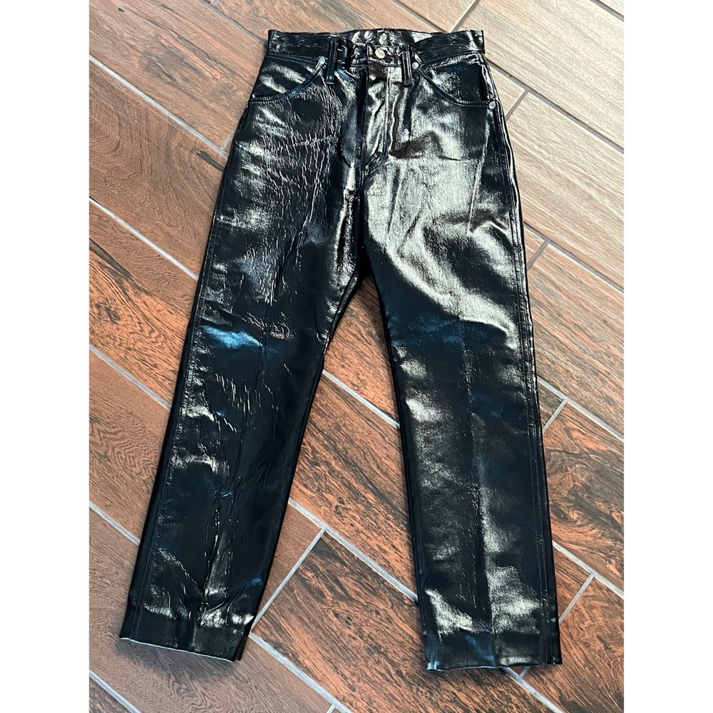 Vintage Wrangler Vinyl Black Shiny Pants Size 5x34